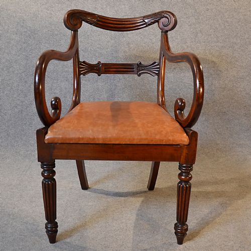 fig 4. Antique Chair Leather Dining Side Office Desk Study English William IV c1835