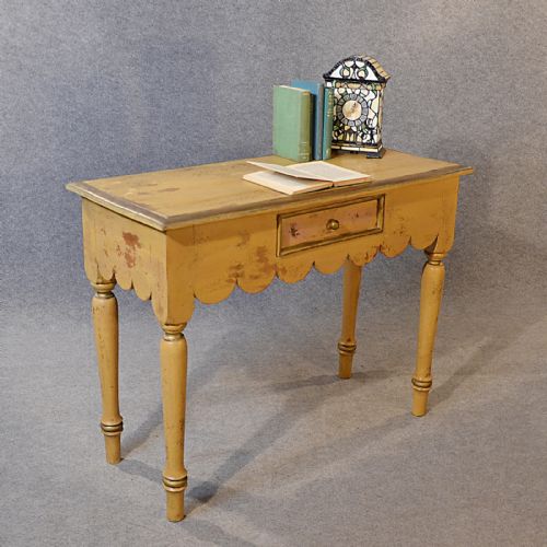 Antique Table Narrow Hall Side Desk Original French Painted Antique Pine C1880