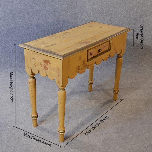 fig 1. Antique Table Narrow Hall Side Desk Original French Painted Antique Pine c1880