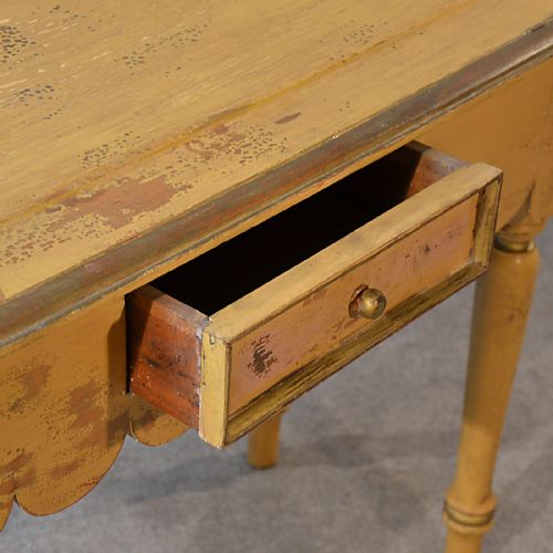 fig 3. Antique Table Narrow Hall Side Desk Original French Painted Antique Pine c1880