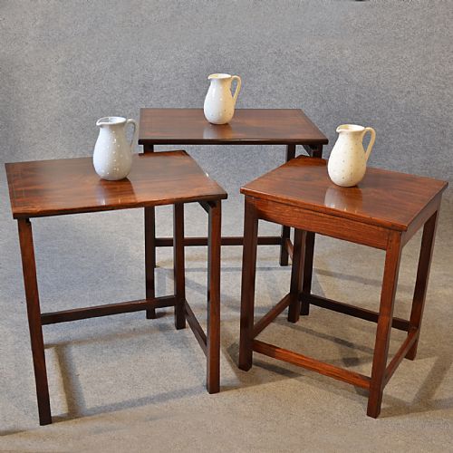 Antique Nest Set Tables Side Occasional Mahogany Inlaid English Edwardian C1910