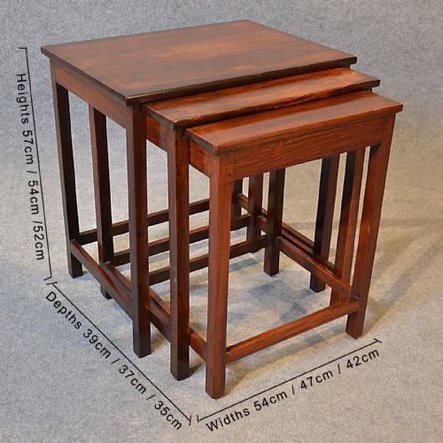 fig 1. Antique Nest Set Tables Side Occasional Mahogany Inlaid English Edwardian c1910