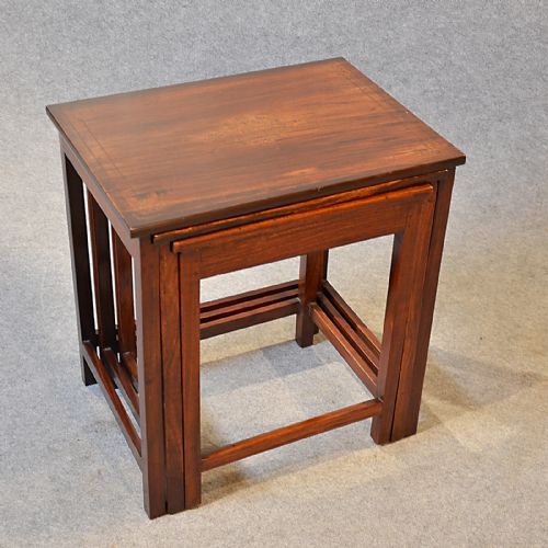 fig 2. Antique Nest Set Tables Side Occasional Mahogany Inlaid English Edwardian c1910