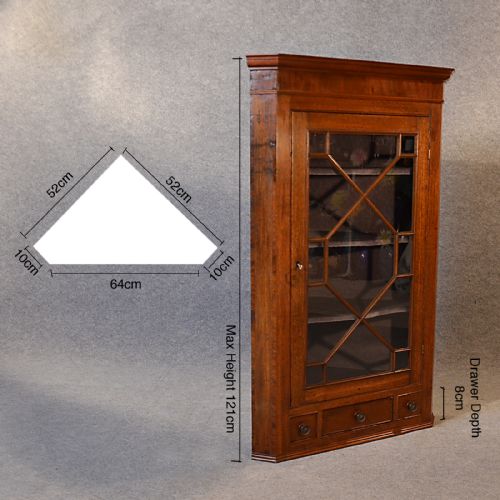 fig 1. Antique Oak Corner Cupboard English Georgian Wall Cabinet Astragal Glazed c1790