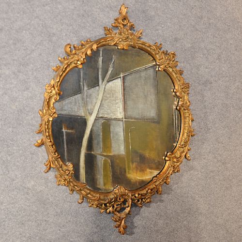 Antique Wall Mirror Victorian Ornate Gilt Wood Looking Glass C1900
