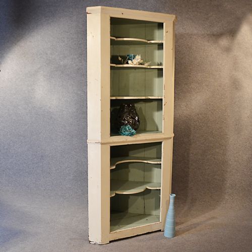 Antique Victorian Pine Corner Cupboard Tall Open Cabinet English C1900