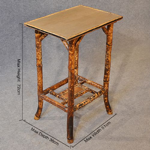 fig 1. Antique Victorian Bamboo Table Two Tier Oriental Lamp Occasional Side c1890