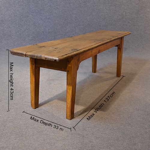 fig 1. Antique Bench Seat Long Oak Form Pew Quality Rustic Country Victorian c1850
