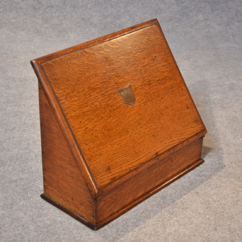 Antique Writing Box Quality Oak Stationery Box Desk Tidy Letter Slope C1890