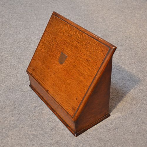 fig 2. Antique Writing Box Quality Oak Stationery Box Desk Tidy Letter Slope c1890