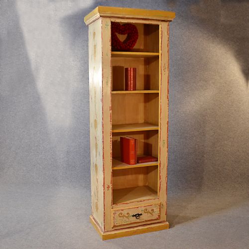 Antique Tall Open Cabinet Bookcase Display Shelves Painted Solid Teak C1900