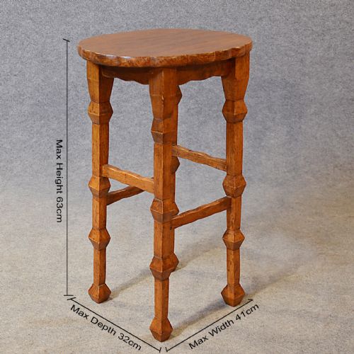 fig 1. Antique Oak Arts & Crafts Stool Tall Seat Plant Stand Quality c1900