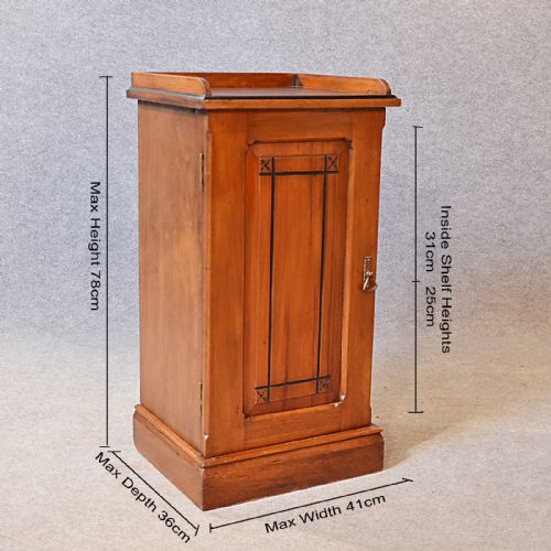 fig 1. Antique Cabinet Narrow Pot Cupboard Bedside Arts & Crafts English c1900
