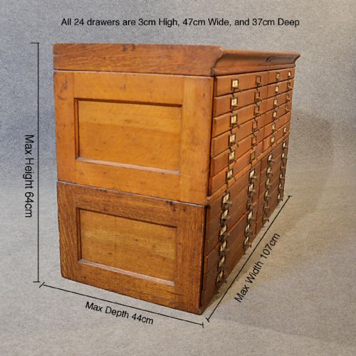 fig 1. Antique Specimen Collector Cabinet Oak Plan Chest Drawers London English c1910