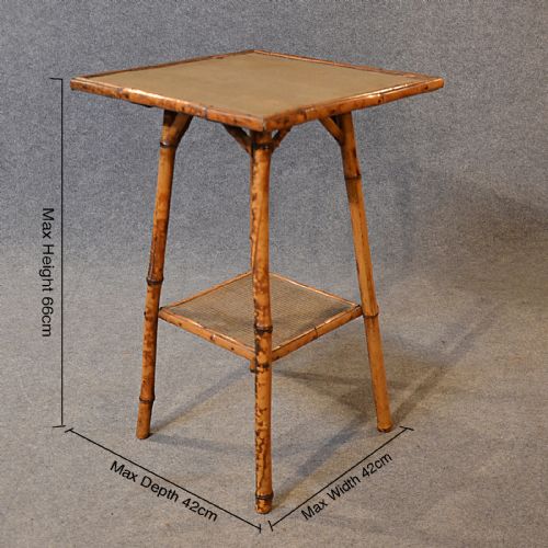 fig 1. Antique Victorian Bamboo Table Two Tier Oriental Lamp Occasional Side c1890