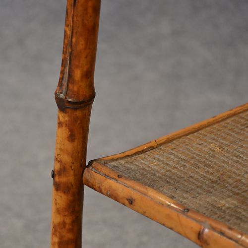 fig 3. Antique Victorian Bamboo Table Two Tier Oriental Lamp Occasional Side c1890