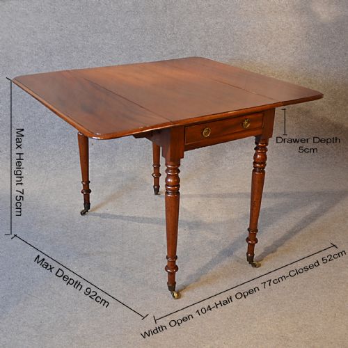 fig 1. Antique Table Pembroke English Regency Mahogany Side Tea Sofa Drop Leaf c1820
