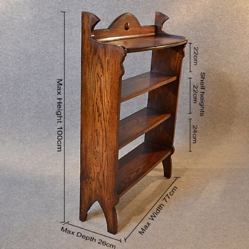 fig 1. Antique Bookcase Edwardian Oak Open Library Cabinet Book Shelves c1910