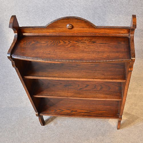 fig 2. Antique Bookcase Edwardian Oak Open Library Cabinet Book Shelves c1910