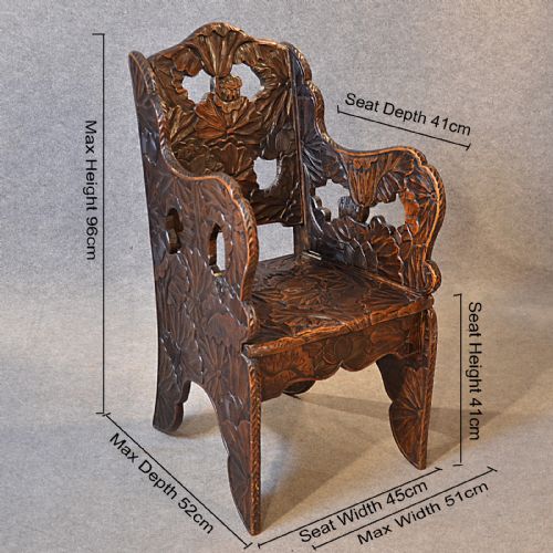 fig 1. Antique Chair Victorian Chinese Oriental Asian Hall Study Side Armchair c1900