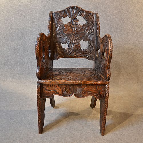 fig 3. Antique Chair Victorian Chinese Oriental Asian Hall Study Side Armchair c1900