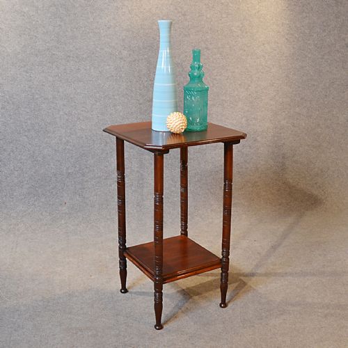 Antique Table Two Tier English Edwardian Mahogany Occasional Side Lamp C1910