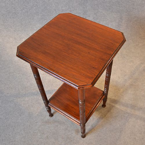 fig 2. Antique Table Two Tier English Edwardian Mahogany Occasional Side Lamp c1910