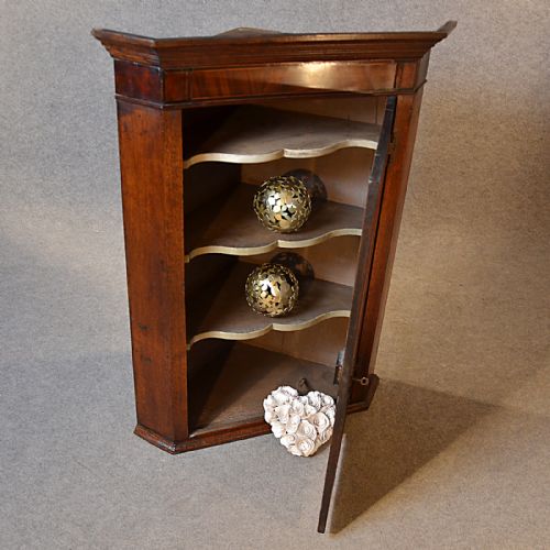 fig 2. Antique Oak Corner Cupboard English Quality Inlaid Georgian Wall Cabinet c1770