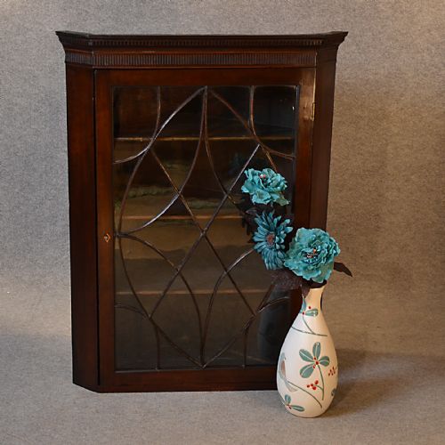 Antique Corner Cupboard English Georgian Mahogany Wall Astragal Cabinet C1800