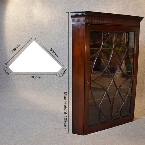 fig 1. Antique Corner Cupboard English Georgian Mahogany Wall Astragal Cabinet c1800