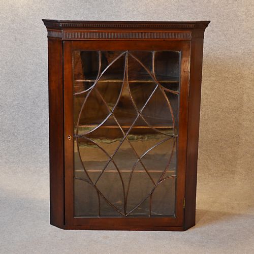 fig 3. Antique Corner Cupboard English Georgian Mahogany Wall Astragal Cabinet c1800