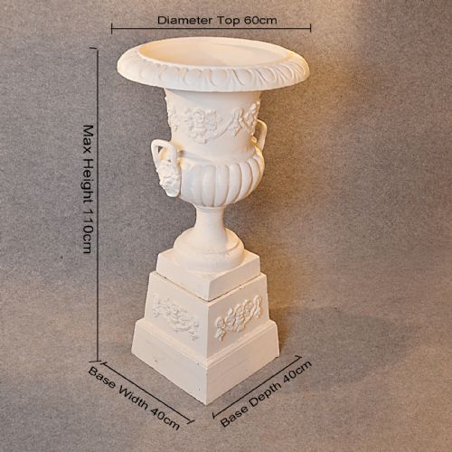 fig 1. Antique Cast Iron Victorian English Garden Urn & Plinth Campana Vase Bell c1900