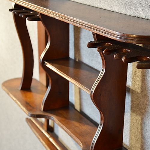 fig 3. Antique Wall Shelf Bookcase Display Edwardian Oak Open Shelves Whatnot c1910