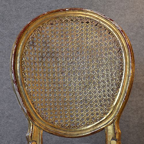 fig 2. Antique French Chair Bedroom Dining Side Neoclassical Gilt Bergere Back c1880