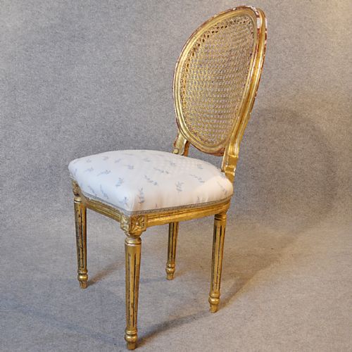 fig 3. Antique French Chair Bedroom Dining Side Neoclassical Gilt Bergere Back c1880