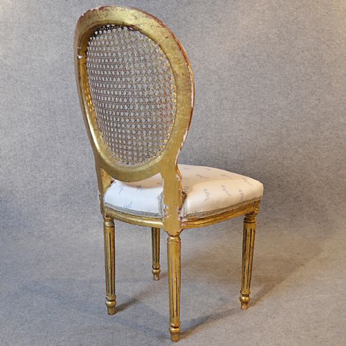 fig 4. Antique French Chair Bedroom Dining Side Neoclassical Gilt Bergere Back c1880