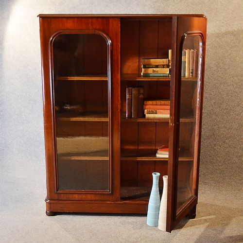 Antique Glazed Bookcase Display Case Cabinet Quality Victorian Mahogany C1870