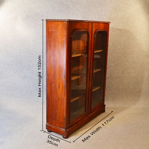 fig 1. Antique Glazed Bookcase Display Case Cabinet Quality Victorian Mahogany c1870