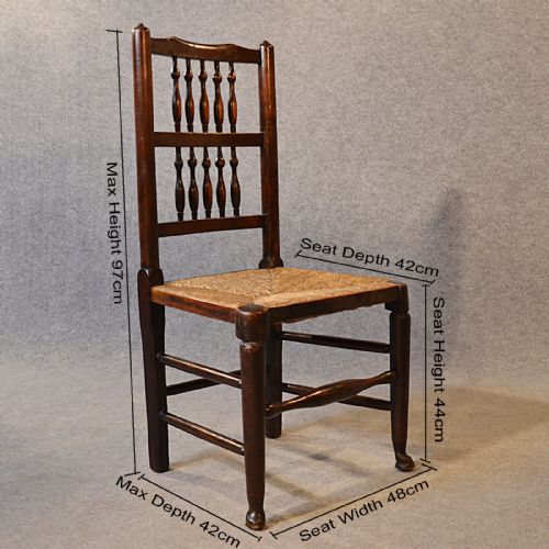 fig 1. Antique Set Six 6 Kitchen Dining Chairs Lancashire Spindle Back Ash & Elm c1850