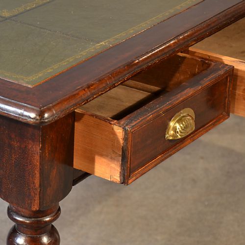 fig 2. Antique Desk Victorian Large Leather Mahogany Library Writing Study Table c1880