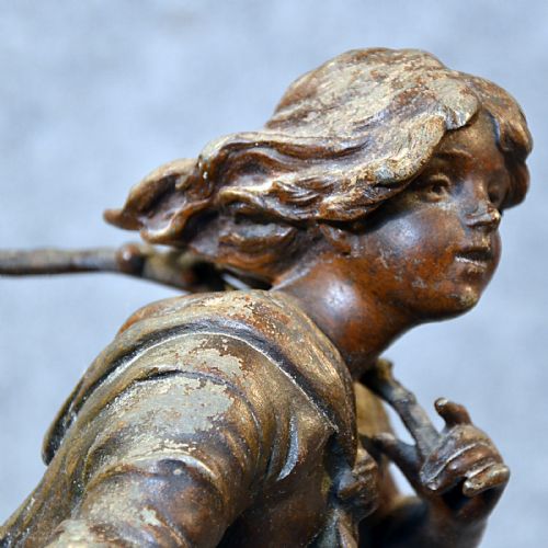 fig 2. Antique Statue Pair Figurines French Quality Bronze Spelter Sculpture c1890