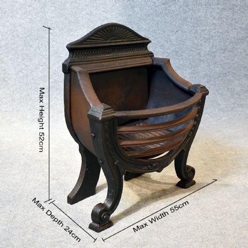 fig 1. Antique Fire Basket Pair Cast Iron Grate English Victorian c1890