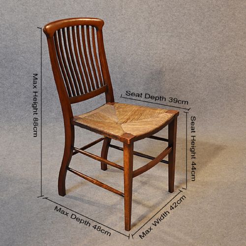 fig 1. Antique Pair Chairs Victorian English Mahogany Rush Seated Kitchen Dining c1880