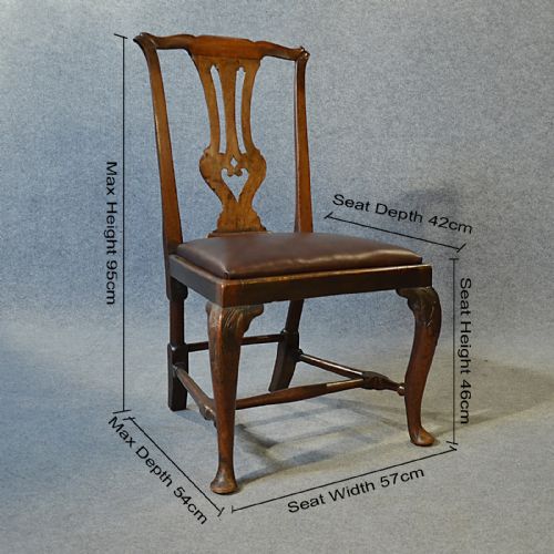fig 1. Antique Chair Dining Side Fine English Leather & Mahogany pre Chippendale c1740