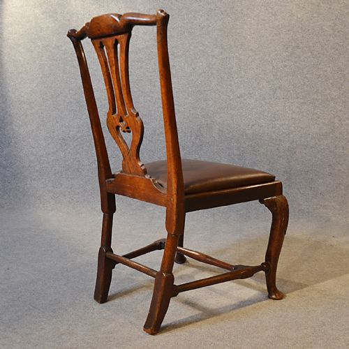 fig 3. Antique Chair Dining Side Fine English Leather & Mahogany pre Chippendale c1740