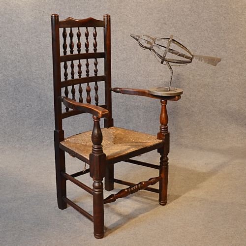 Antique Carver Chair Elbow Armchair Lancashire Spindle Back Ash & Elm C1850