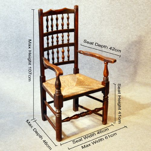 fig 1. Antique Carver Chair Elbow Armchair Lancashire Spindle Back Ash & Elm c1850