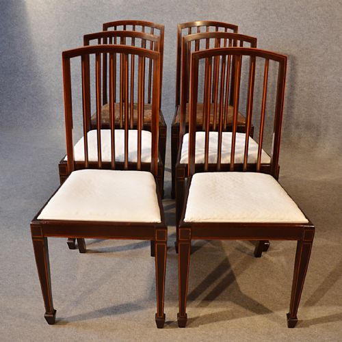 Antique Set Six 6 Dining Chairs Top Quality English Victorian Sheraton C1890