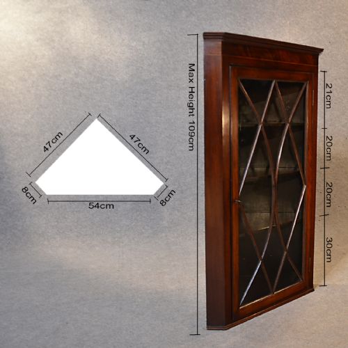 fig 1. Antique Corner Display Cabinet English Georgian Mahogany Wall Cupboard c1800