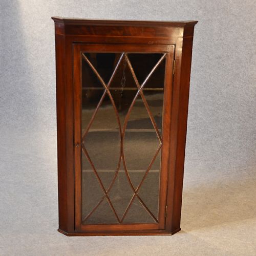 fig 3. Antique Corner Display Cabinet English Georgian Mahogany Wall Cupboard c1800